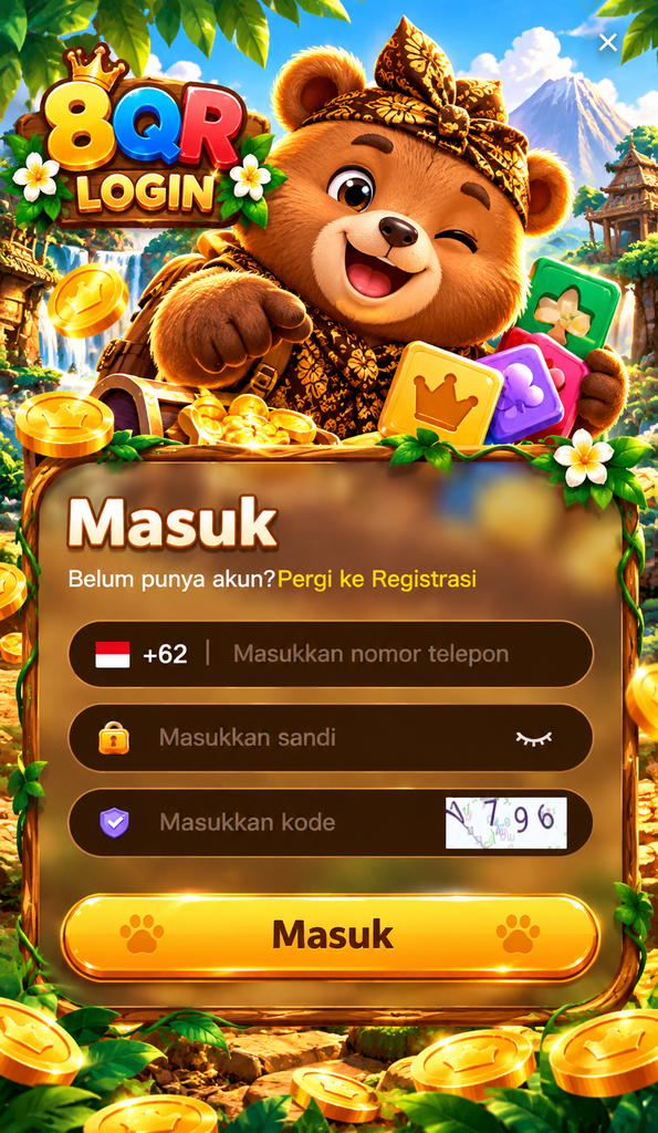 8QR Login game puzzle beruang